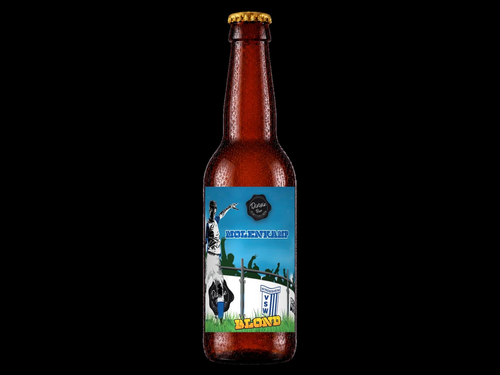 Maatwerkvoorbeeld VS Windesheim - Molenkamp op een bruin bierflesje