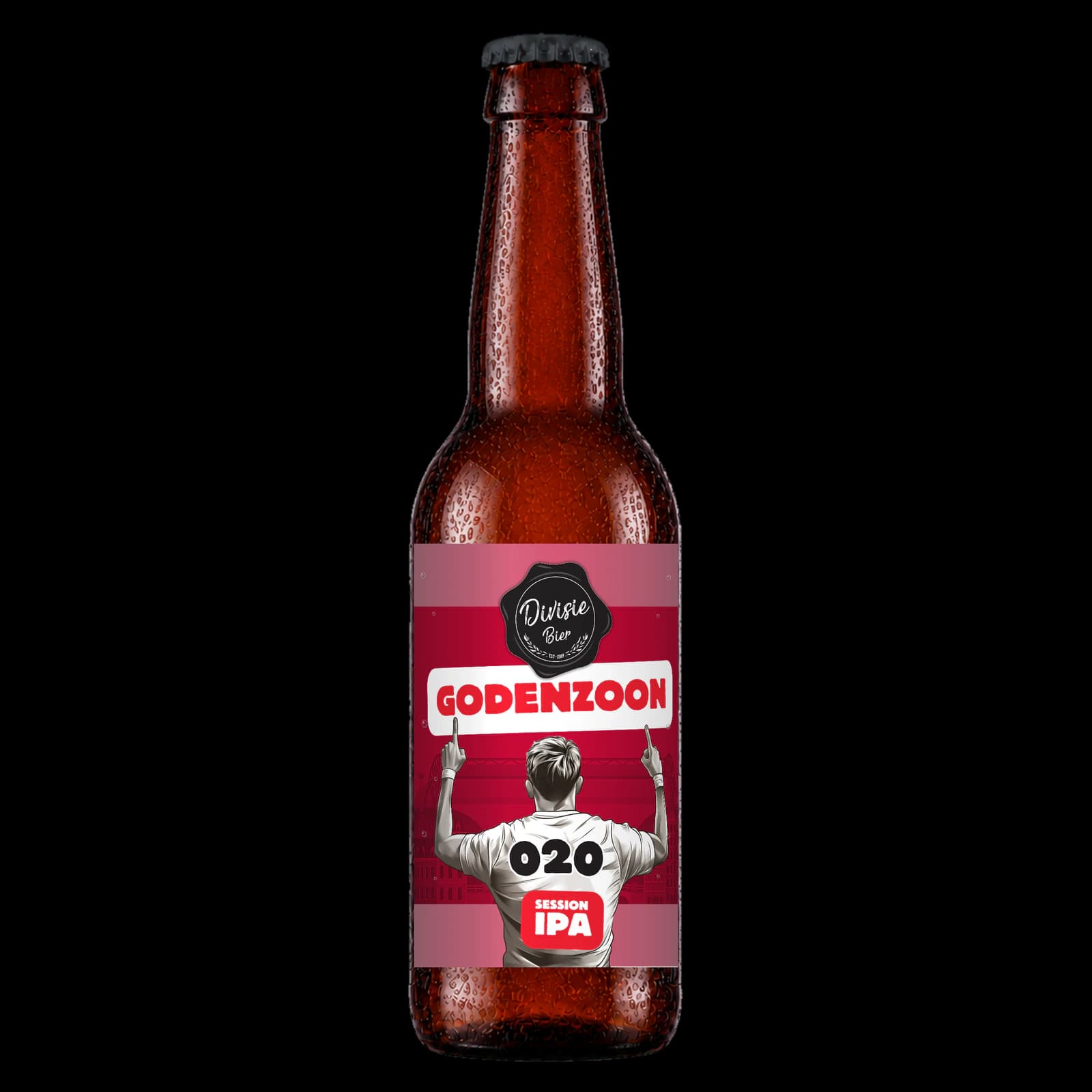 Bruin 33cl-flesje Godenzoon Session IPA met het originele etiket