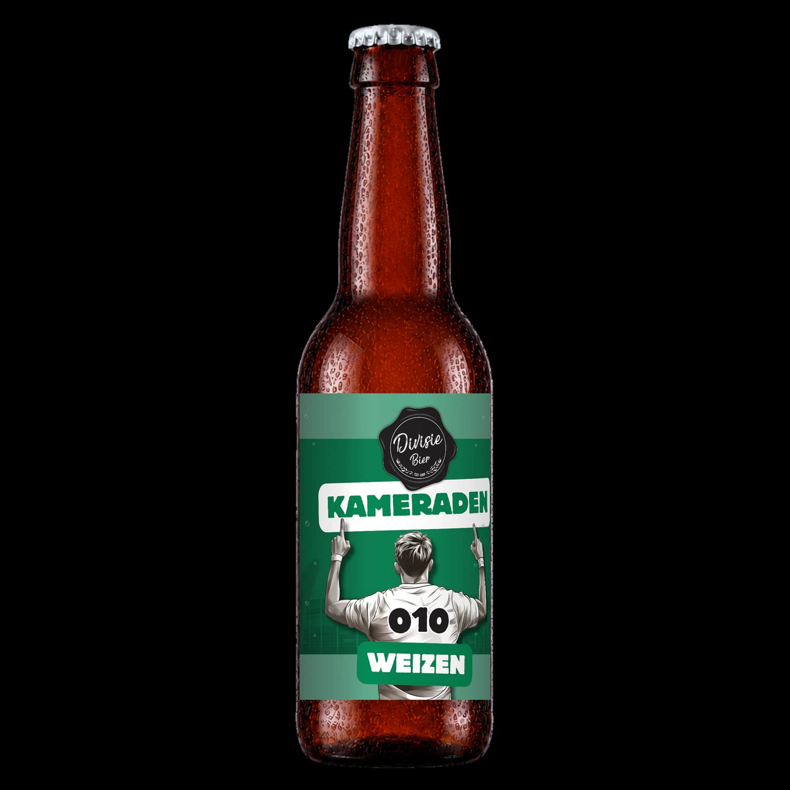 Bruin 33cl-flesje Kameraden Weizen met het originele etiket
