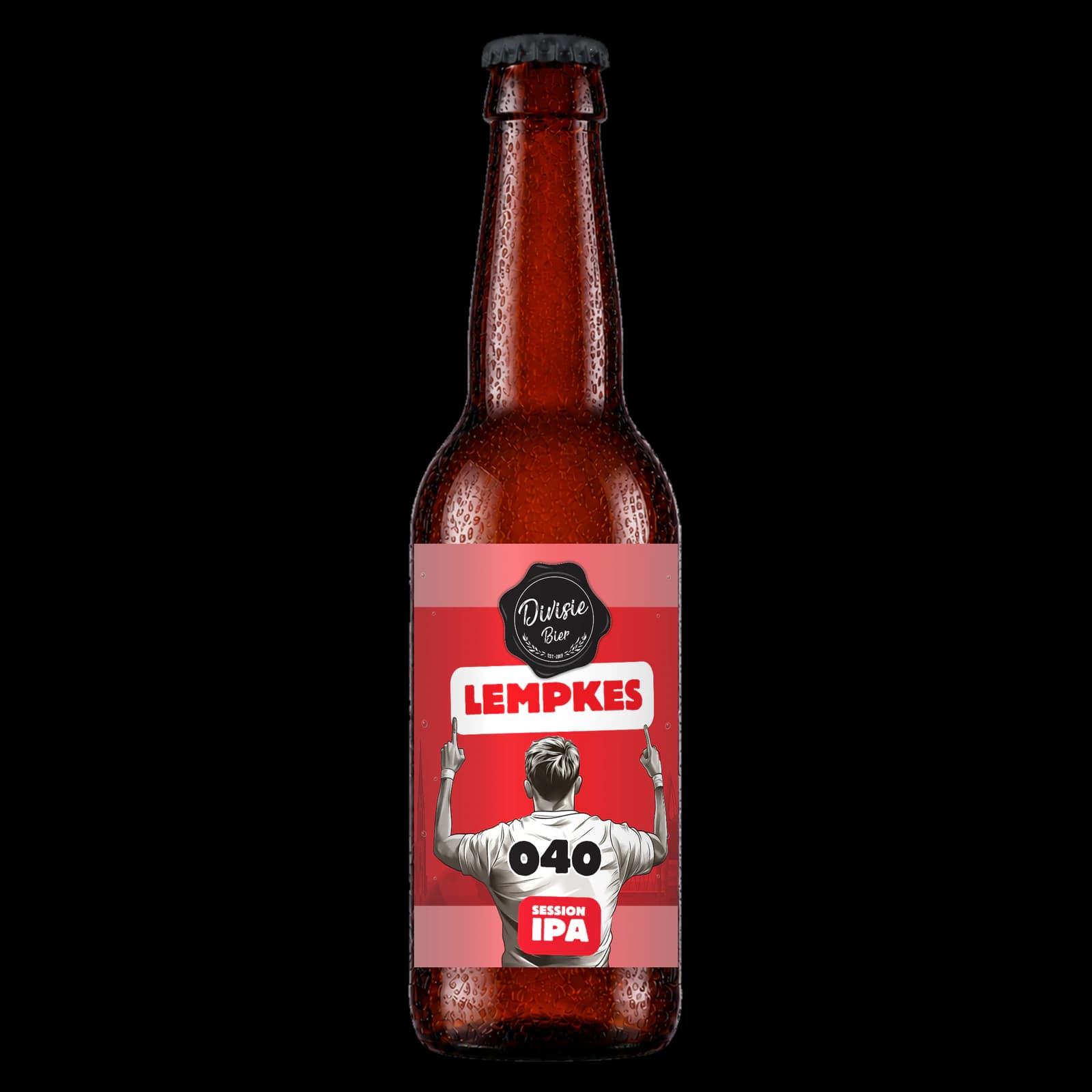 Bruin 33cl-flesje Lempkes Session IPA met het originele etiket